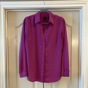Ann Taylor Vibrant Magenta Button-Up Blouse